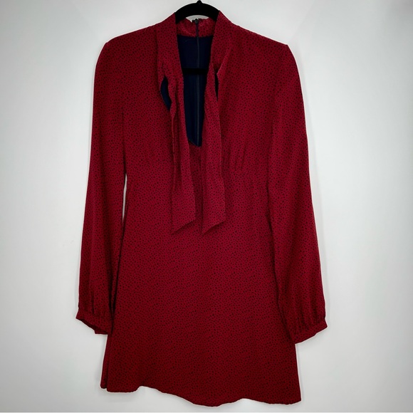 Yves Saint Laurent Silk Mini Dress Long Sleeve Polka Dot Keyhole Bodycon F36 YSL - Picture 5 of 16